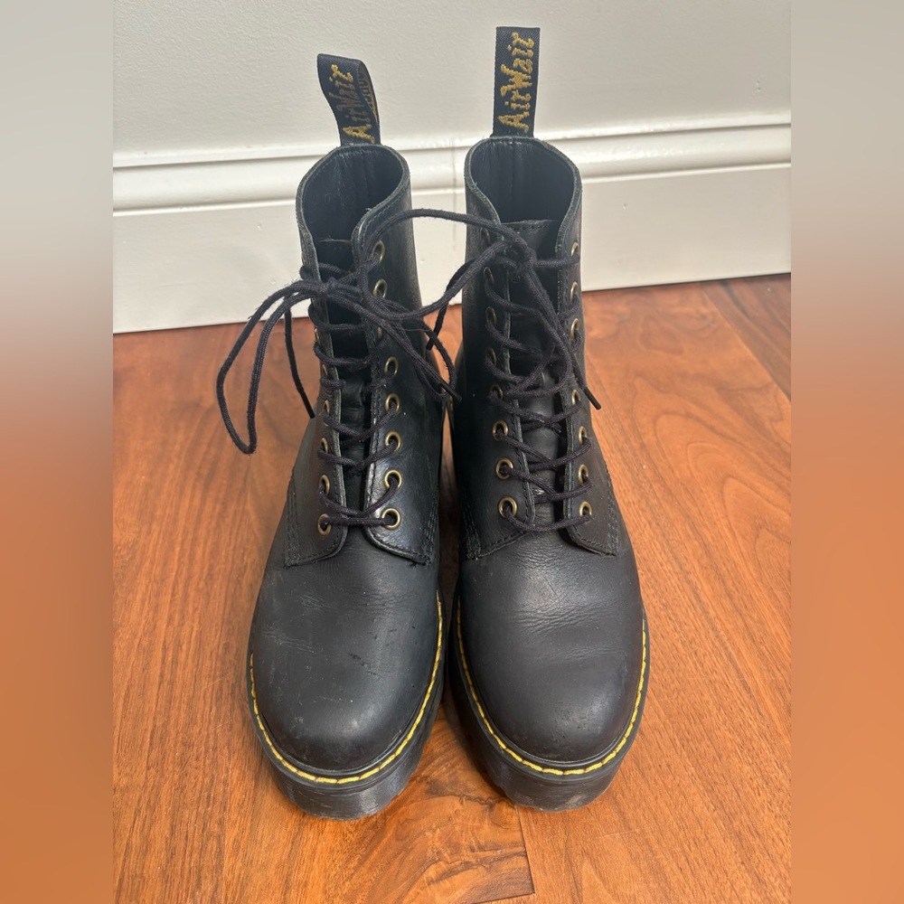 Dr. Martens Shriver Hi Black Platform Lace up Boots
